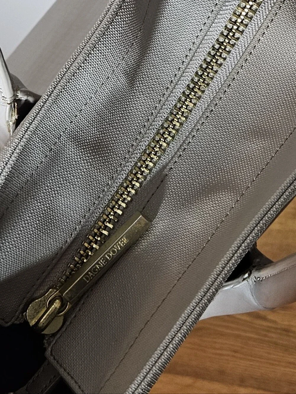 Dagne Dover Signature Legend Tote Laptop Bag Tan Gold